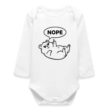 Hamster Middle Finger Nope Outline - Baby Organic Long-Sleeved Bodysuit - white - Front