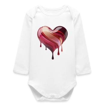 Cœur Fluide Rose Rouge - Body bébé manches longues biologique - blanc - Devant