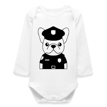 Frenchie Polizist Hund Schwarz - Baby Organic Langarmbody - Weiß - Vorne