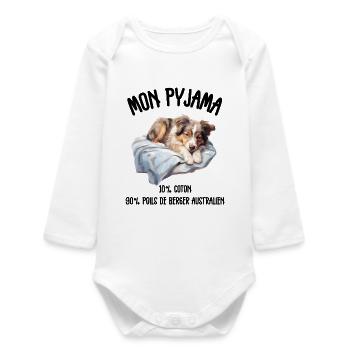 Lustige Pyjamas von Australian Shepherd Dogs - Baby Organic Langarmbody - Weiß - Vorne