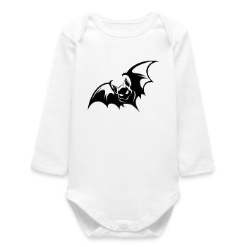 Bat Gothic Logo - Baby Organic Long-Sleeved Bodysuit - white - Front