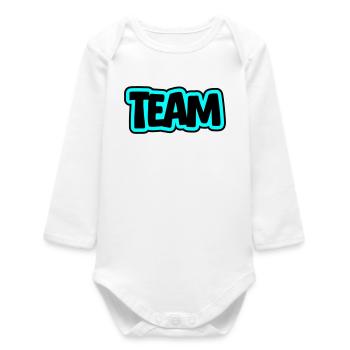 Team Schriftzug - Baby Organic Langarmbody - Weiß - Vorne