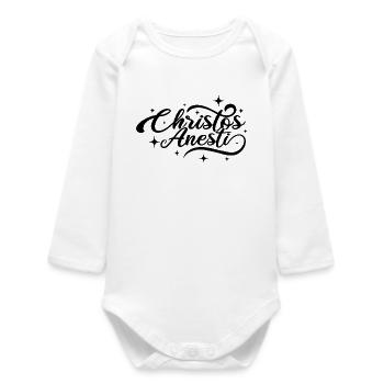 Christos Anesti Orthodox Easter Pascha - Baby Organic Long-Sleeved Bodysuit - white - Front