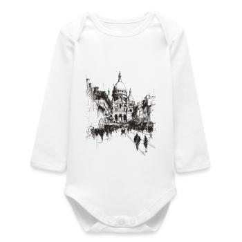 Silhouette de la ville avec dôme - Body bébé manches longues biologique - blanc - Devant