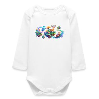 Motif des animaux de la forêt fantastique Rêve de la forêt fantastique - Body bébé manches longues biologique - blanc - Devant