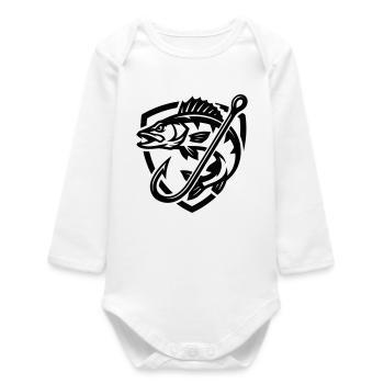 Pike Fish Fishing Icon - Baby Organic Long-Sleeved Bodysuit - white - Front