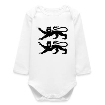 Normandy 2 Black Leopards Coat of Arms - Baby Organic Long-Sleeved Bodysuit - white - Front