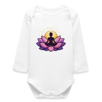 Sonnenaufgang Lotus Meditation - Baby Organic Langarmbody - Weiß - Vorne