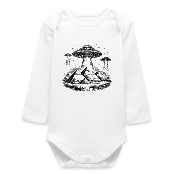 Pyramids UFO Egypt Mystery Ancient Aliens - Baby Organic Long-Sleeved Bodysuit - white - Front