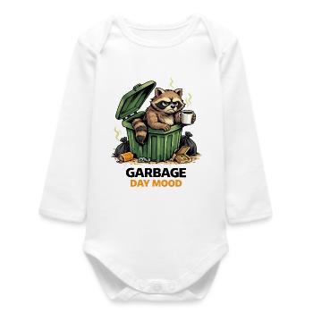 Waschbär in Mülltonnen-Stimmung - Baby Organic Langarmbody - Weiß - Vorne