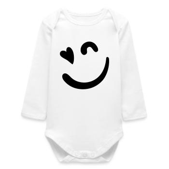 Beacon Logo - Neon Yellow - Baby Organic Long-Sleeved Bodysuit - white - Front