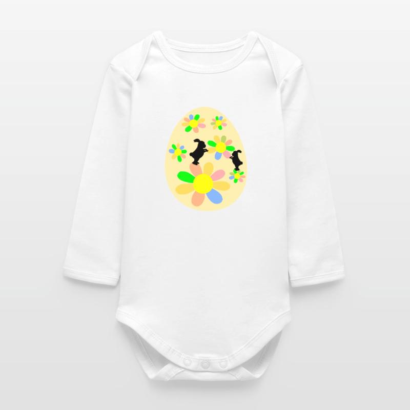 Easter Eggs Easter Bunny Baby Organic Long-Sleeved Bodysuit