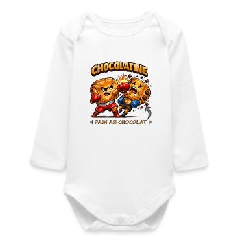 Chocolatine boxe - Body bébé manches longues biologique - blanc - Devant