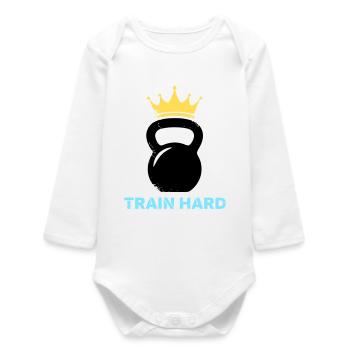 Entraînement à couronne avec kettlebell - Body bébé manches longues biologique - blanc - Devant