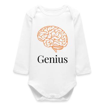 Cerveau en tracés orange - Body bébé manches longues biologique - blanc - Devant
