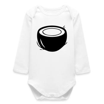 Kokosnuss-Silhouette – Tropical Paradise Design - Baby Organic Langarmbody - Weiß - Vorne