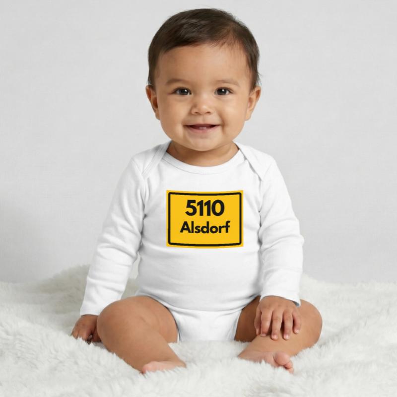 OLD POSTCODE POSTCODE RETRO 5110 ALSDORF Baby Organic Long-Sleeved Bodysuit
