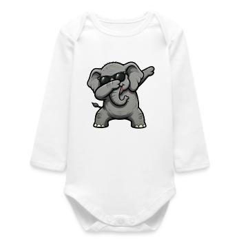 Dabbing Elefant - Baby Organic Langarmbody - Weiß - Vorne