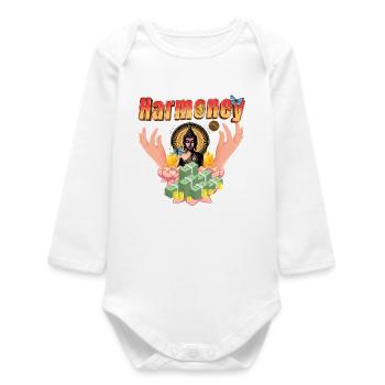 Harmoney Buddha Luck – Peace & Love-Reihe - Baby Organic Langarmbody - Weiß - Vorne
