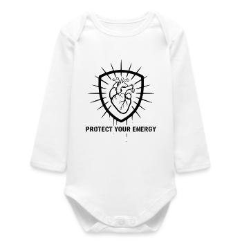 Protéger fort votre bouclier énergétique - Body bébé manches longues biologique - blanc - Devant