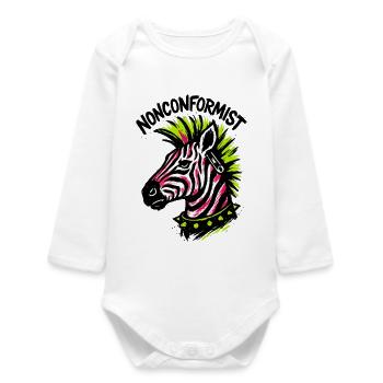 Zèbre Punk Non conformiste Crête Fluo Style Rocker - Body bébé manches longues biologique - blanc - Devant