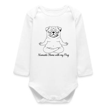 Namasté Maison avec mon Carlin Yoga - Body bébé manches longues biologique - blanc - Devant