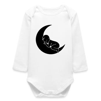 Bébé sur la Lune – Silhouette douce du sommeil - Body bébé manches longues biologique - blanc - Devant