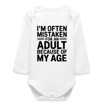 Saying Young Look Old Humor Funny Gift - Baby Organic Long-Sleeved Bodysuit - white - Front