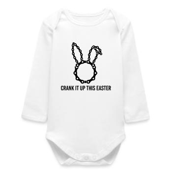 Easter Bunny Bike Chain Crank It Up - Baby Organic Long-Sleeved Bodysuit - white - Front