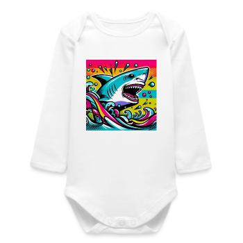 Shark - Baby Organic Long-Sleeved Bodysuit - white - Front