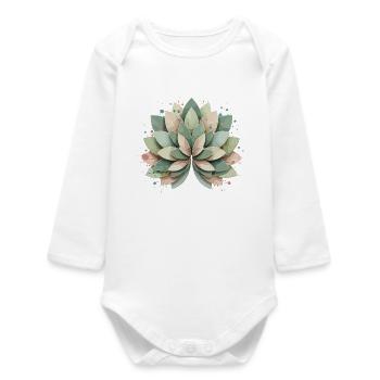 Pastellige Sukkulente Rosette - Baby Organic Langarmbody - Weiß - Vorne