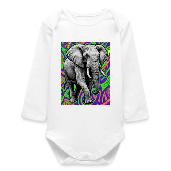 éléphant - Body bébé manches longues biologique - blanc - Devant