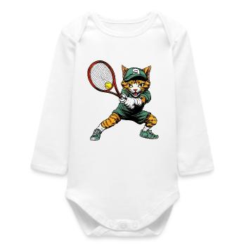Chat de tennis - Body bébé manches longues biologique - blanc - Devant