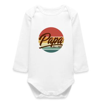 Papa Seit 1983 Retro Sunset Vintage-Papa - Baby Organic Langarmbody - Weiß - Vorne