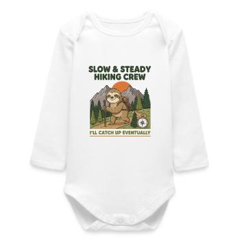 Slow & Steady Hiking Faultiercrew - Baby Organic Langarmbody - Weiß - Vorne