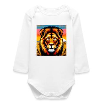 lion - Baby Organic Long-Sleeved Bodysuit - white - Front