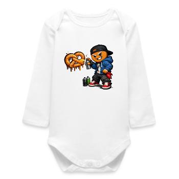 T-shirt Alsace Street Art Pretzel Spray Crew - Body bébé manches longues biologique - blanc - Devant