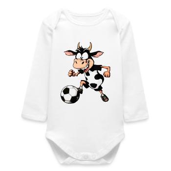 Joueur de football à vaches - Body bébé manches longues biologique - blanc - Devant