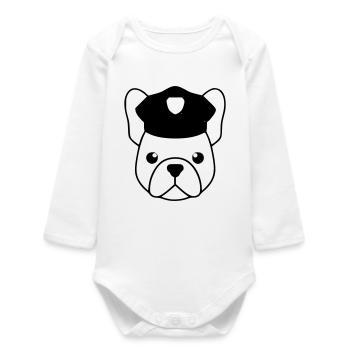Frenchie Polizist Cop Kopf - Baby Organic Langarmbody - Weiß - Vorne