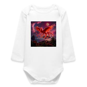 Crimson Phoenix over Tropical Islands - Baby Organic Long-Sleeved Bodysuit - white - Front