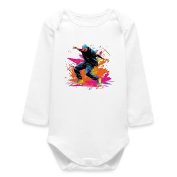 Retro B Boy Synthwave - Baby Organic Long-Sleeved Bodysuit - white - Front