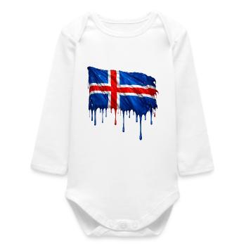 Drapeau islandais couleur colorée - Body bébé manches longues biologique - blanc - Devant