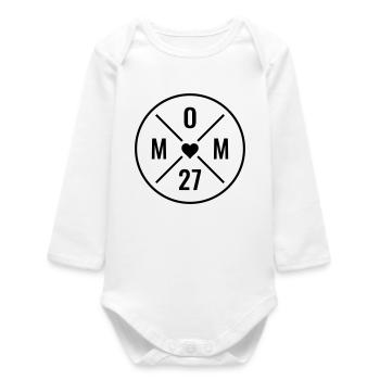 Annonce de bébé maman 2027 Fête des mères Maman 27 ans - Body bébé manches longues biologique - blanc - Devant