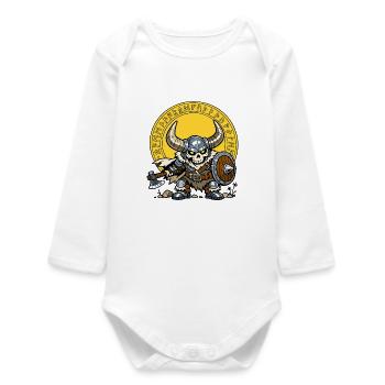 Crâne viking - Body bébé manches longues biologique - blanc - Devant