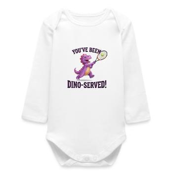 You've been Dino served / Dino Tami Tennis Design - Baby Organic Langarmbody - Weiß - Vorne