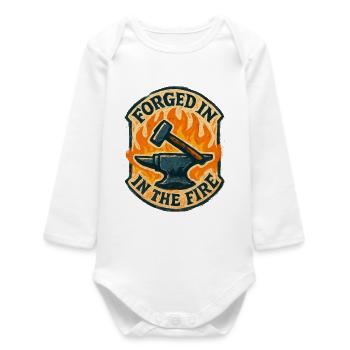 Forged in Fire Resilience and Brute Force - Baby Organic Long-Sleeved Bodysuit - white - Front