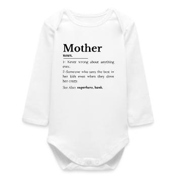 mother definition - Baby Organic Long-Sleeved Bodysuit - white - Front