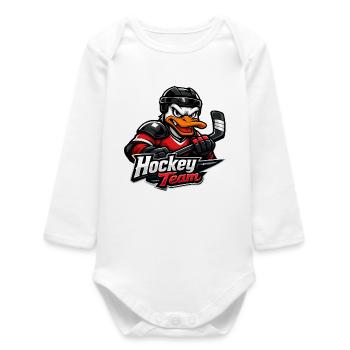 Mascotte du hockey canard - Body bébé manches longues biologique - blanc - Devant