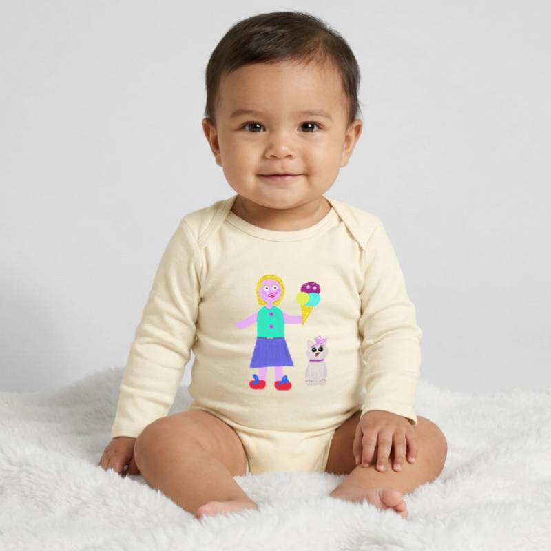 Eiscreme-Mädchen Eiscreme Eiswaffel Eis Baby Organic Long-Sleeved Bodysuit