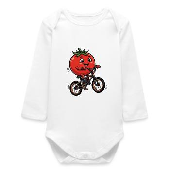 Tomate drôle à vélo pour enfants - Body bébé manches longues biologique - blanc - Devant